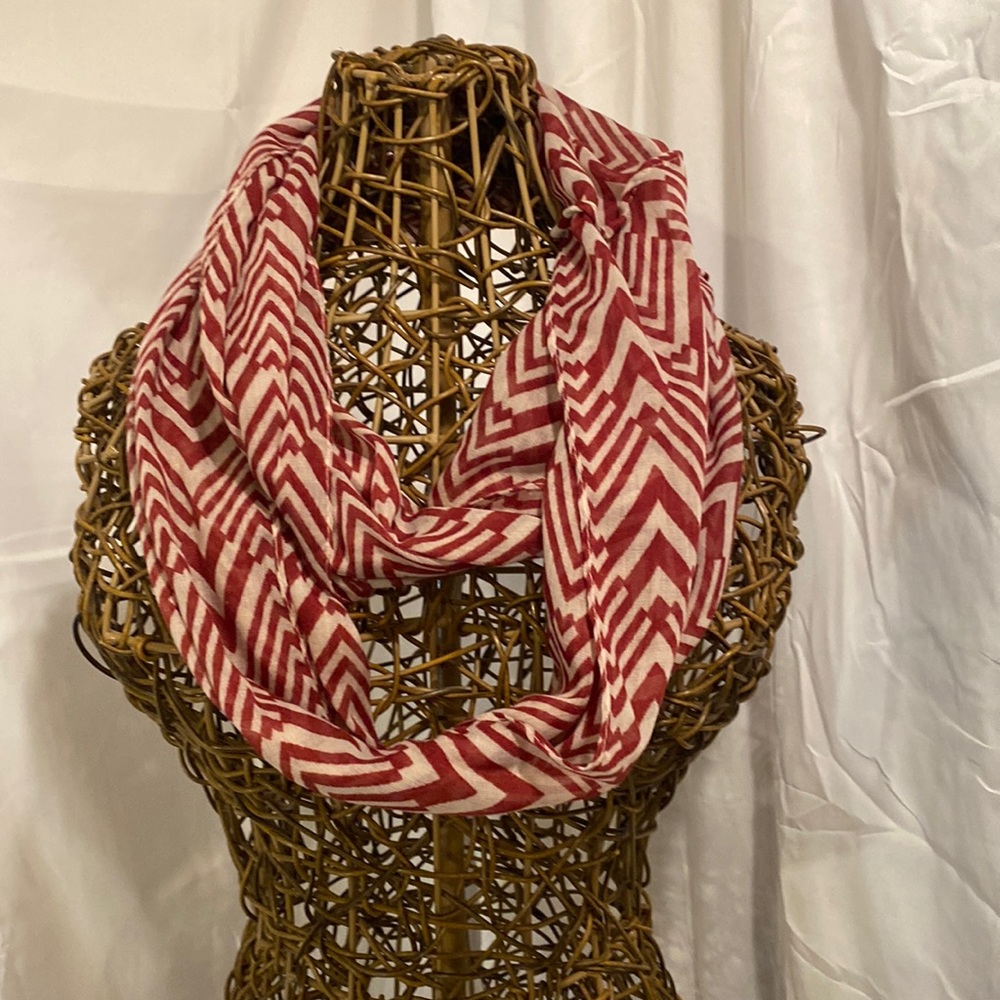 Maroon and white scarf